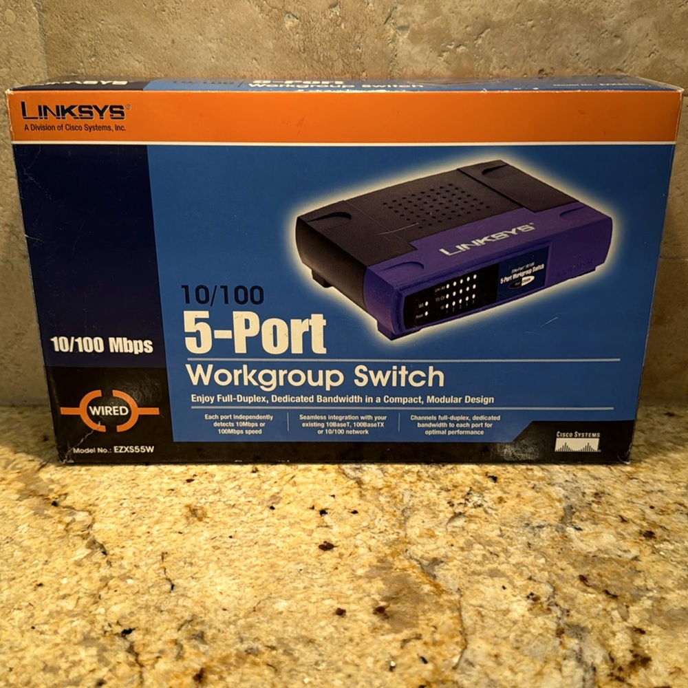 Linksys EtherFast (EZXS55W) 5-Ports External Workgroup Switch Like New in Box